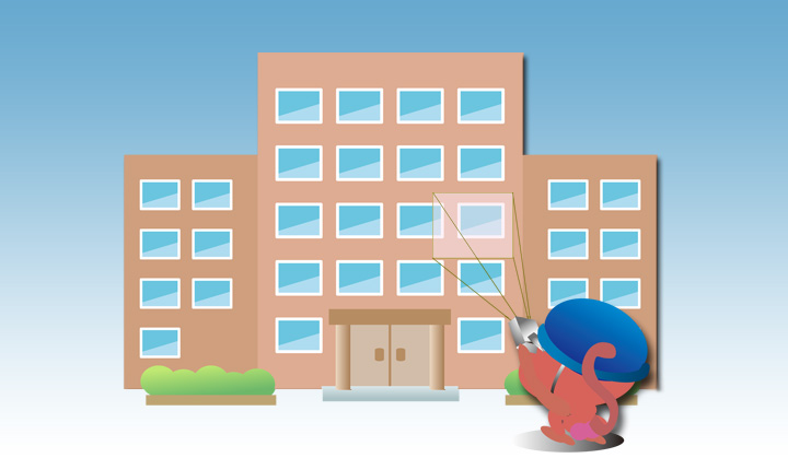 赤外線サーモグラフィカメラを使った建物外壁調査のイメージイラスト